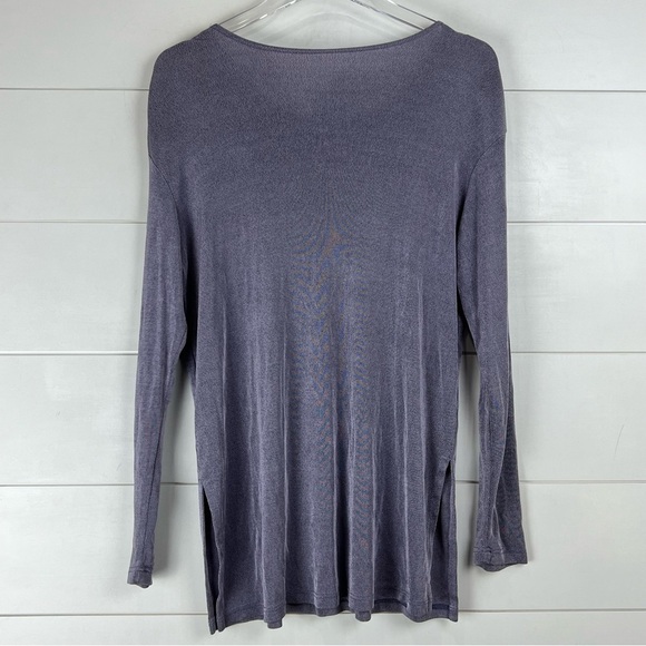 FLAX Size Small Slinky Tunic Top Long Skeeve‎ Scoop Neck Lavender - Picture 3 of 7